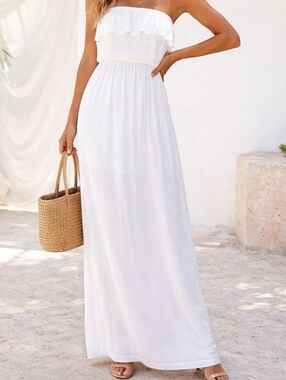 Trixxi White Strapless Maxi Dress (Belt Not Included)